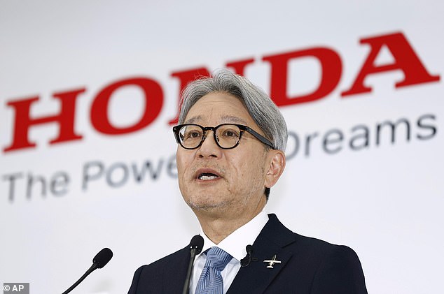 CEO Toshihiro Mibe (pictured) said it was 'hard' to read the demand for electric vehicles, but insisted they hadn't been 'abandoned' by car buyers