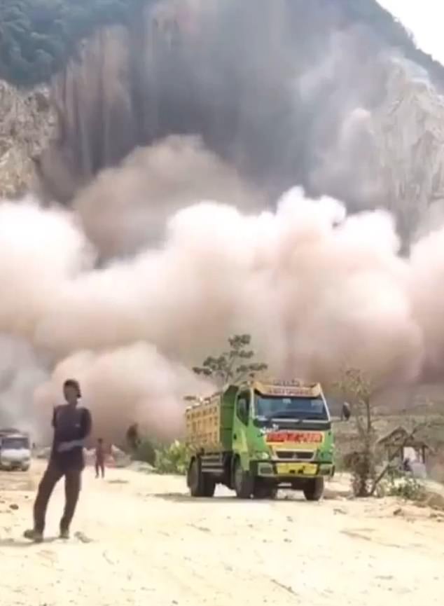 At least 10 people have been killed after they were swept up in a terrifying landslide at a quarry mine