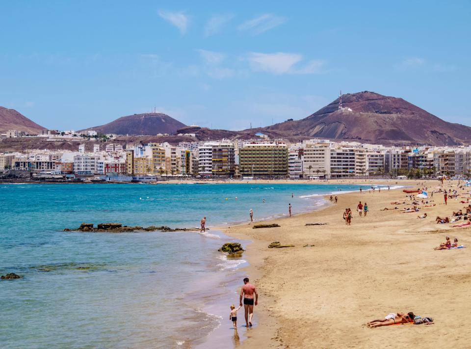 Las Canteras Beach in Las Palmas, Gran Canaria, Spain.