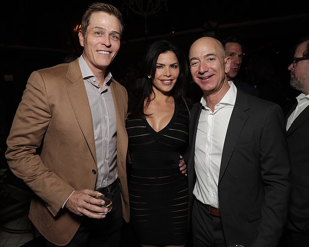 The soon-to-be Mrs Bezos was propelled into mega-stardom when she cheated on Hollywood movie executive Patrick Whitesell with the Amazon founder, 61 (R). Patrick had introduced the pair (All pictured together in 2016 years before their affair emerged)
