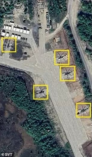 Pictures show what appear to be helicopters at Severomorsk-2 airfield inside Russia, close to the border with Finland
