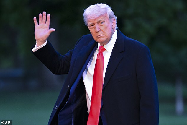 The price cap is now going to fall after aggressive tariff plans from US President Donald Trump (pictured at the White House yesterday) led to a significant slump in gas and oil prices