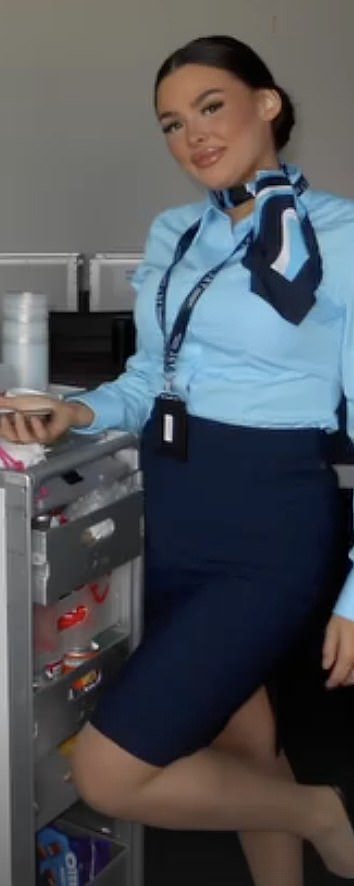 If the former Tui air stewardess was nervous about what lay in store for her in Sri Lanka then she showed no sign. Pictured: Charlotte May Lee in her TUI cabin crew uniform