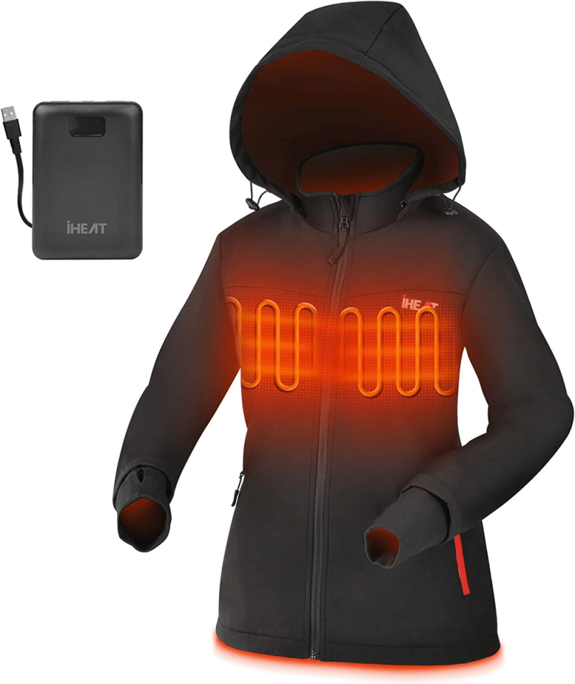 Heated jacket with battery pack.