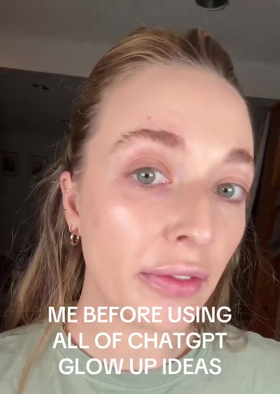 Woman before using ChatGPT glow-up ideas.