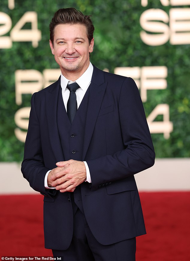Recalling his near-death experience¿labelling it 'the most pure, beautiful existence'¿the 54-year-old also said he felt he was surrounded by 'everyone' he has ever loved. Pictured, Renner in December 2024