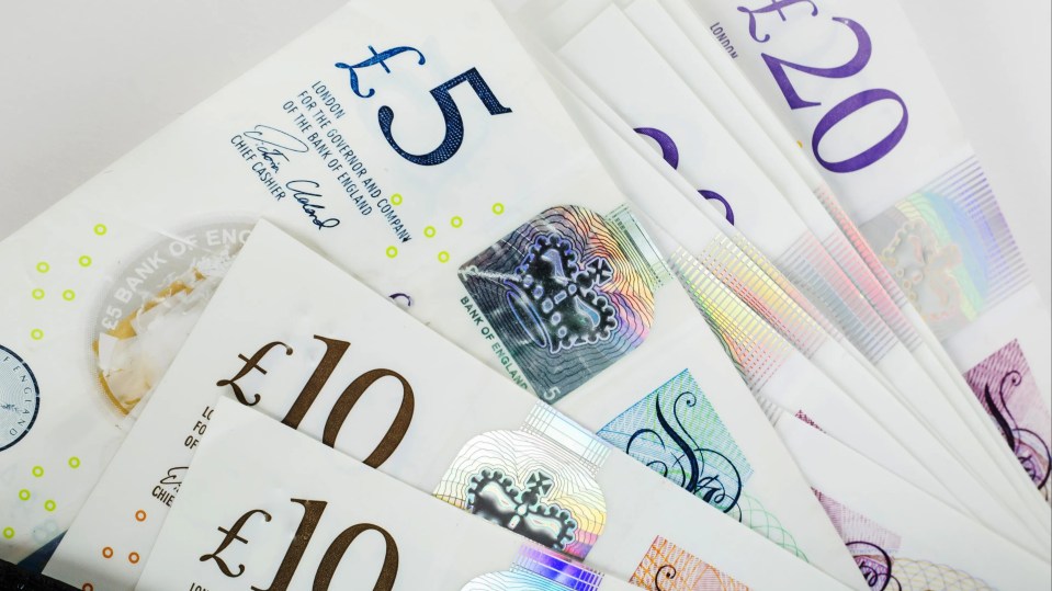 British banknotes in a wallet.