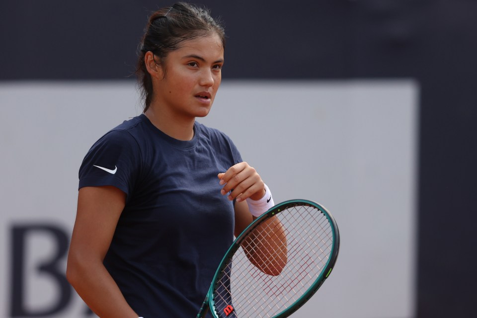 Emma Raducanu at a tennis training session.