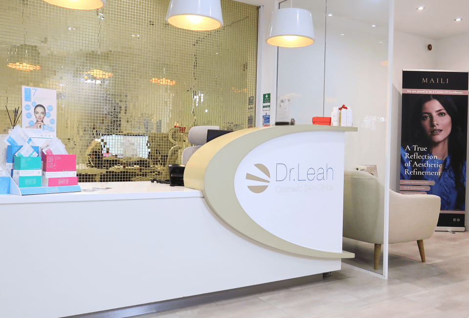 Reception area of Dr. Leah Cosmetic Skin Clinics.