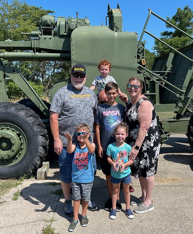 Todd Engel is pictured above with the grandchildren and one of his children while on a family outing