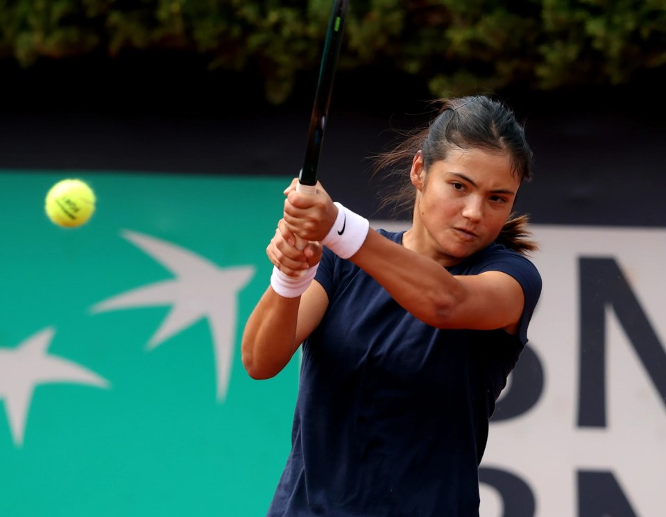 Emma Raducanu during a tennis training session.
