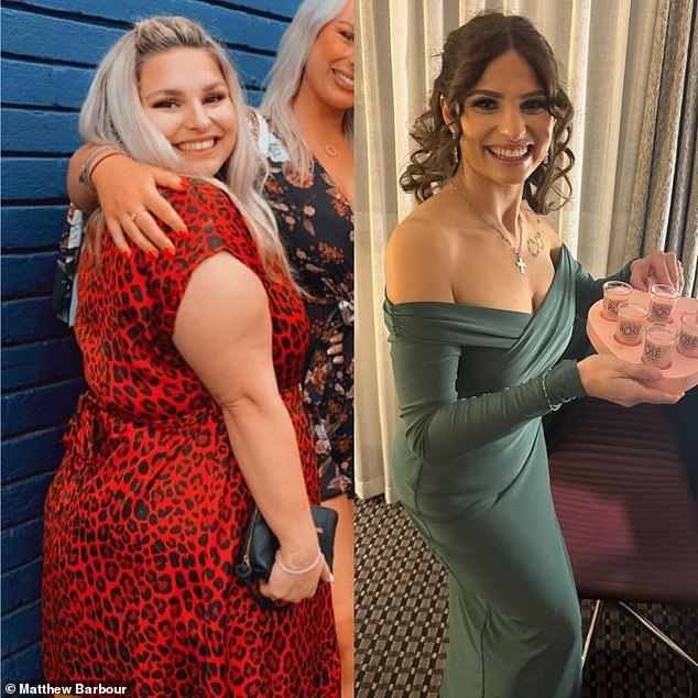 Before her weight loss (left) Rihanna was worried she would not be able to conceive. Now (right) she is looking forward to starting a family with her partner in the future