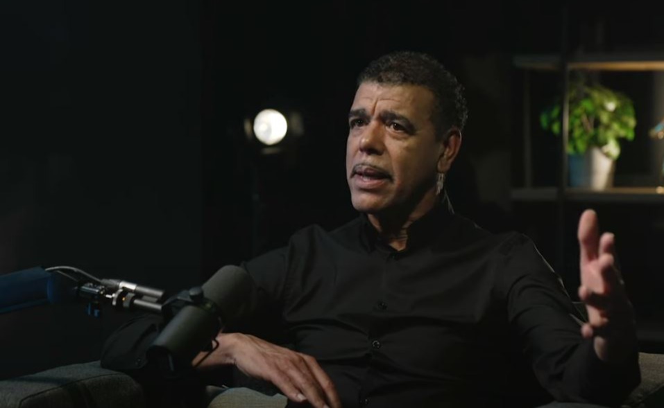 Chris Kamara being interviewed.