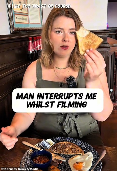 Becca captioned her video 'man interrupts me whilst filming' after she was heckled in the Gloucester-based establishment