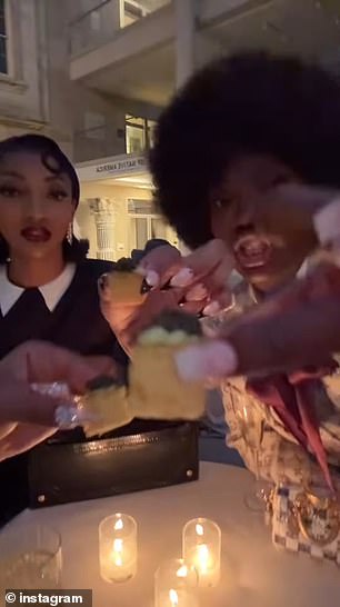The trio tried out a variety of fancy eats, including mini lobster rolls
