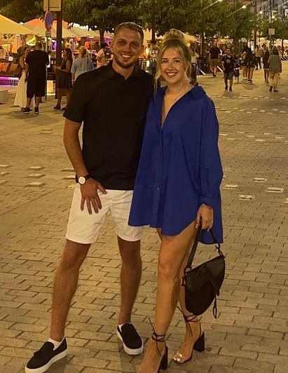 Alex Gray (pictured with his girlfriend), who posted the clip on TikTok , revealed he had walked away from the Leeds-based groundworks firm and accepted 'full responsibility'