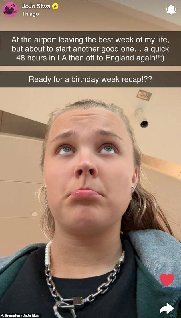 JoJo won't have long to wait until she and Chris are reunited, as she revealed on Snapchat on that she is jetting back to LA for just 48 hours, before flying to London