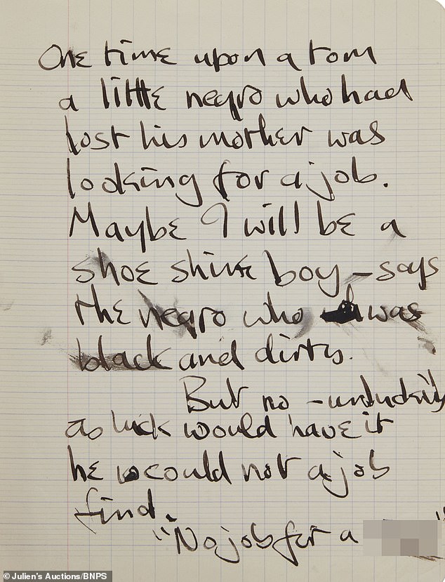 A shocking racist poem penned by John Lennon has been discovered after 64 years. The Beatle told the story of an unemployed boy named Tom who was 'black and dirty' and looking for work