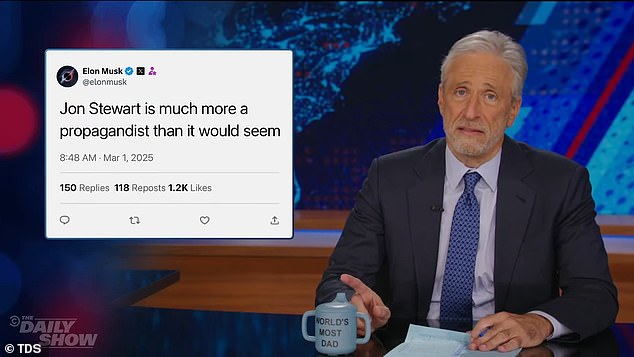 A disturbed Jon Stewart harrowingly predicted Donald Trump may burn 'our f***ing country down for insurance money' by the end of his presidency
