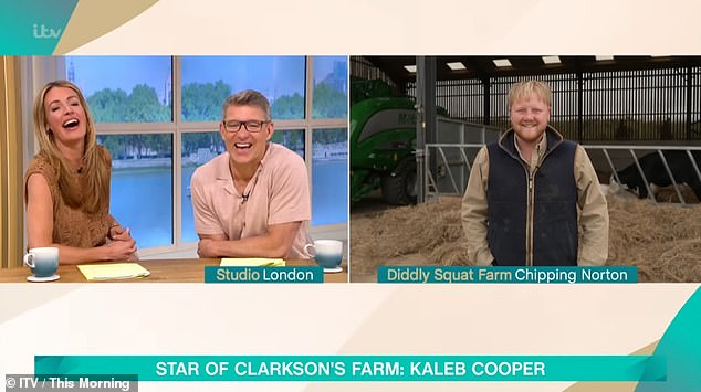 Kaleb Cooper (right) has revealed the truth about his absence in Clarkson's Farm series four and how 'brilliant' stand-in farmhand Harriet Cowan 'saved the day'. Pictured: This Morning hosts Cat Deeley and Ben Shephard