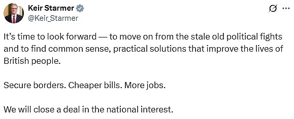 Sir Keir said this morning that he would 'close a deal in the national interest'