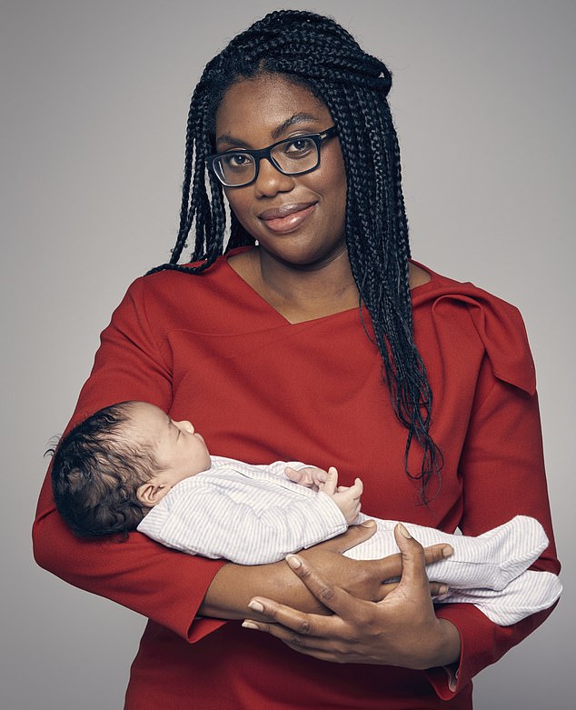 Kemi Badenoch, pictured with her daughter in 2019 - the Conservative leader has three children