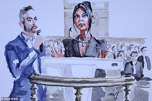 Kim Kardashian has once again fallen victim to the courtroom curse, with her likeness turned into an unflattering portrait as she testified in the trial for a 2016 jewellery heist in Paris