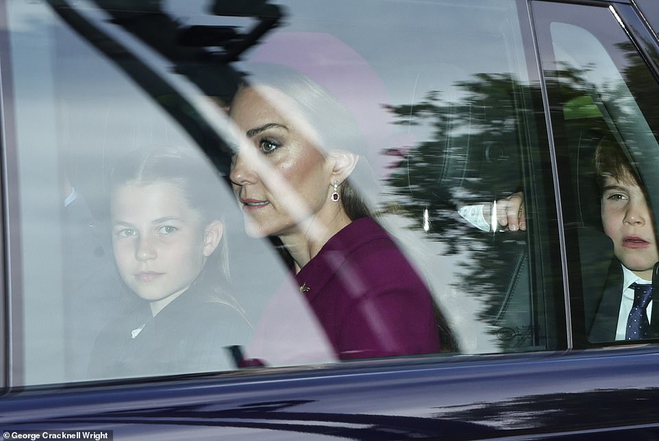 The Princess of Wales arrives in Westminster this morning with Prince George, Princess Charlotte and Prince Louis
