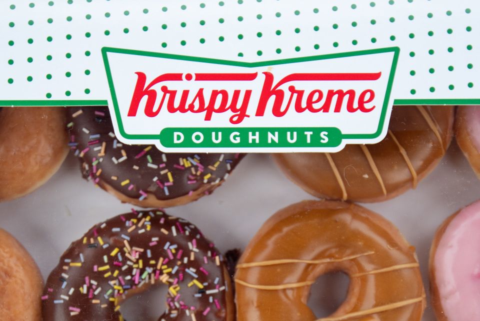 Box of Krispy Kreme doughnuts.