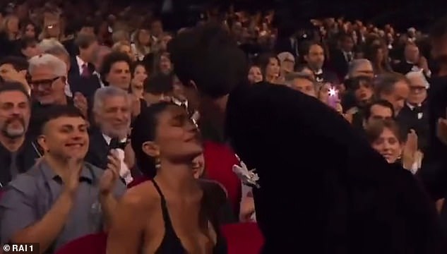 Kylie Jenner suffered an awkward moment when her boyfriend Timothee Chalamet missed a kiss from her at the David Di Donatello Awards in Italy