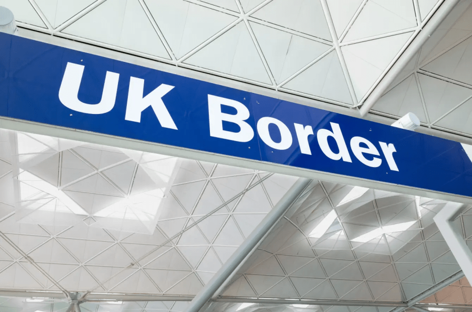 UK Border sign in airport.