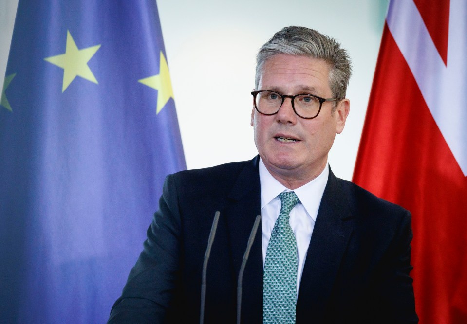 Keir Starmer giving a press statement in Berlin.