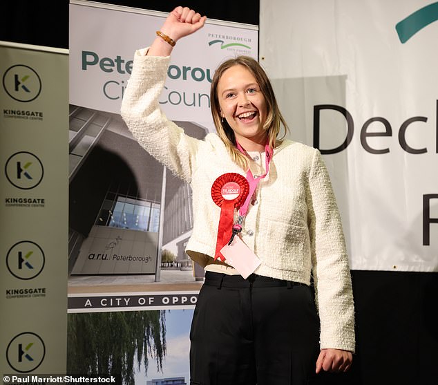 Daisy Blakemore-Creedon, 19, (pictured as she celebrated her election win last year) claimed she had been subjected to bullying and anti-Semitic abuse as she announced her resignation from Labour at Peterborough City Council