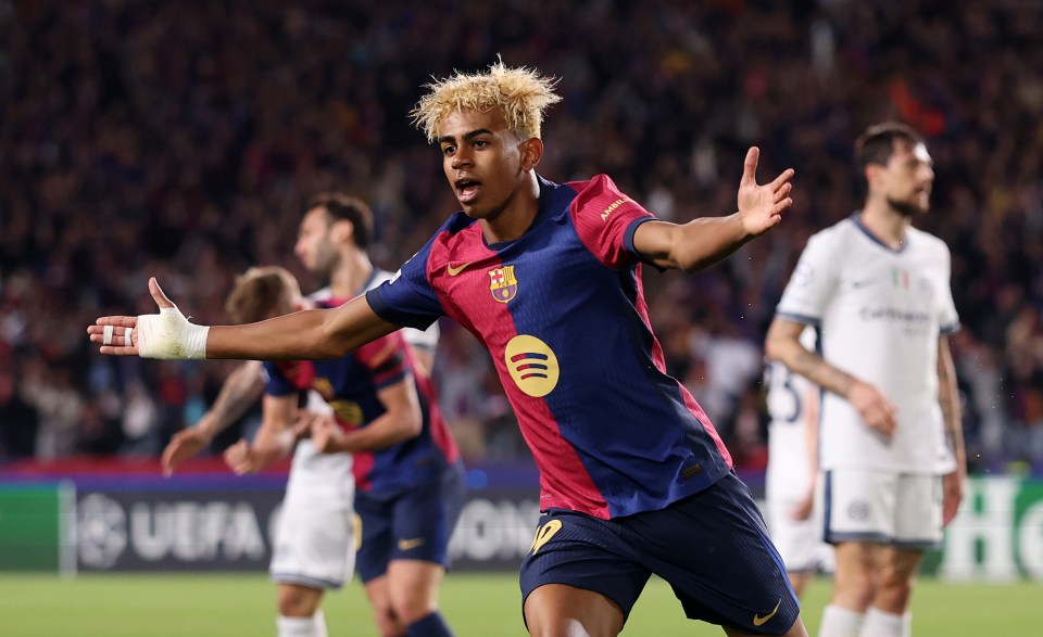 Lamine Yamal of FC Barcelona celebrating a goal.