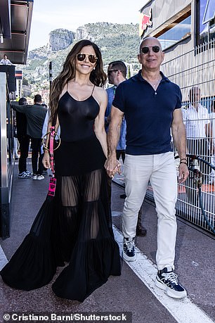 Lauren Sanchez and Jeff Bezos held hands as they arrived at the Monaco Grand Prix