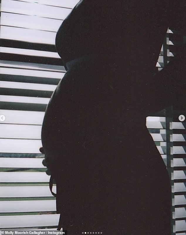 In the slew of snaps she also shared images of her blossoming bump, baby clothes and a throwback of herself, in the post captioned: 'bulking season [pregnant woman emoji]'