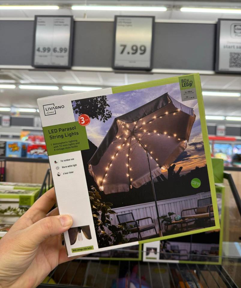 LED parasol string lights package.