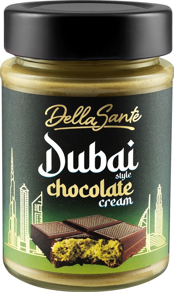 Jar of Della Sante Dubai style chocolate cream.