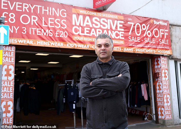 Tony Singh Talwar (pictured), owner of Massive Clearance Shop on the high street, told MailOnline how the use of Class A drugs is fuelling a rise in homelessness in the town