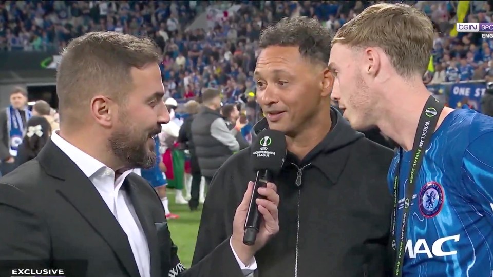 Post-game interview with a soccer player and coach.