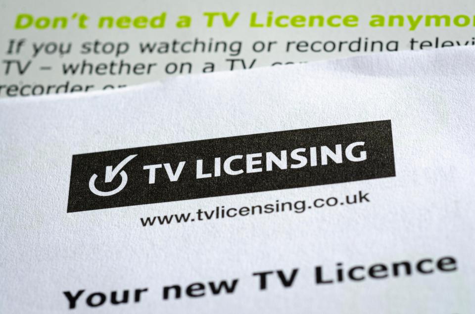 Close-up of a UK TV Licensing document.