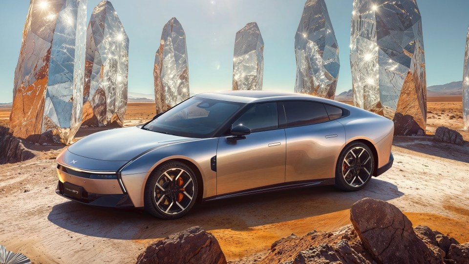 Illustration of the next generation XPENG P7 sports sedan.