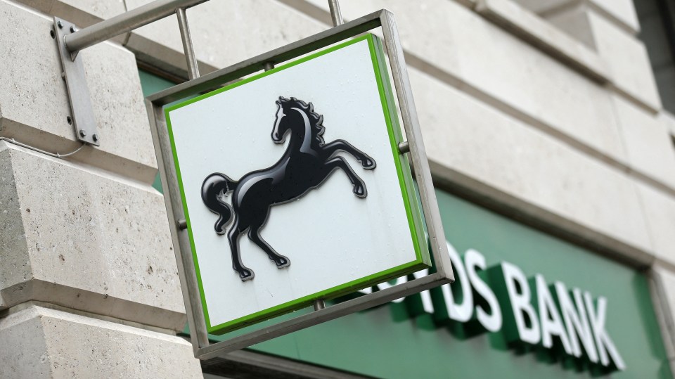 Lloyds Bank sign with black horse logo.