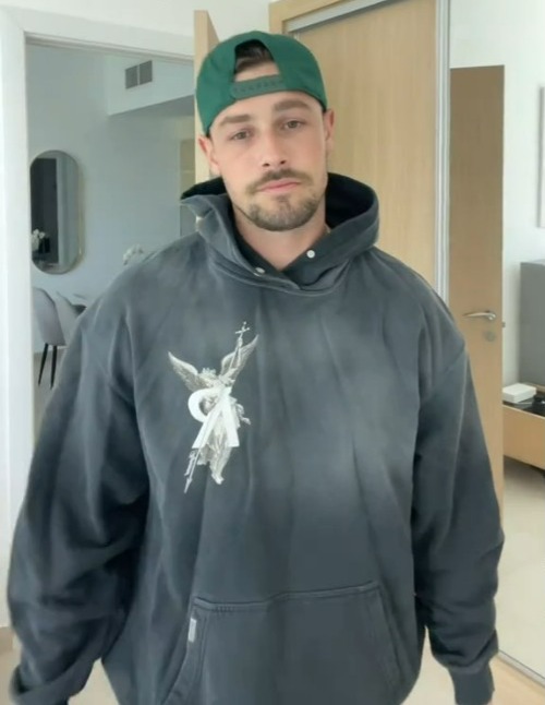 Andrew Le Page in a dark gray hoodie, saying he's putting himself in timeout for getting excited over a girl again.