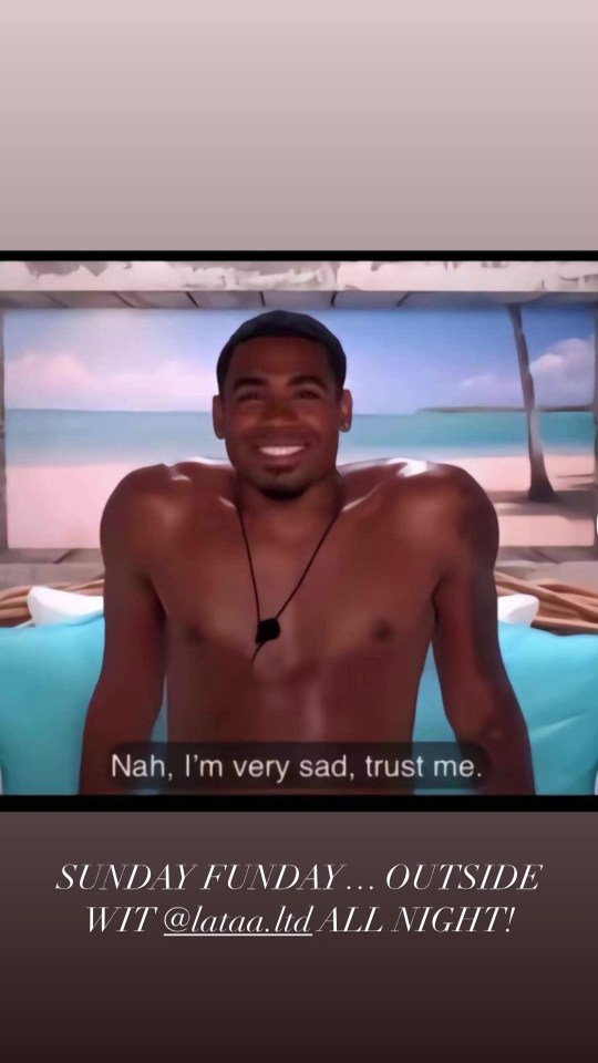 Tyrique from Love Island says, "Nah, I'm very sad, trust me."