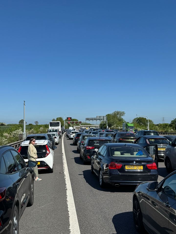 Traffic jam on a highway.