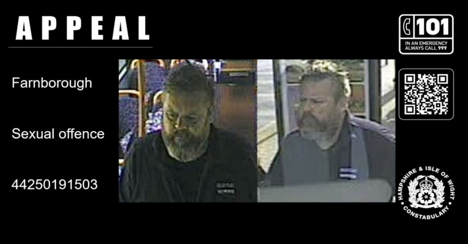 CCTV images of two men; appeal for information regarding a sexual offence in Farnborough.