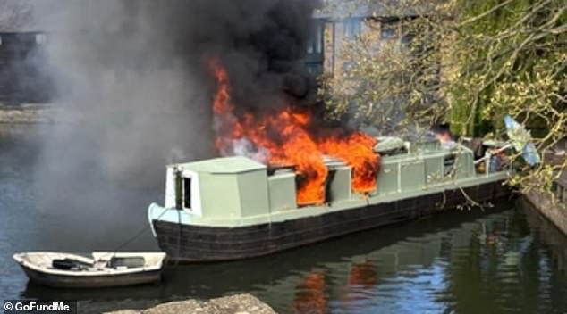 Speaking to MailOnline, Ms Griffiths said: 'The boat went up in flames about 20 minutes after it was moved'