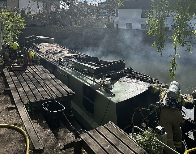 A photo taken by the Fire and Rescue Service - which they say shows the state of the boat as they left it