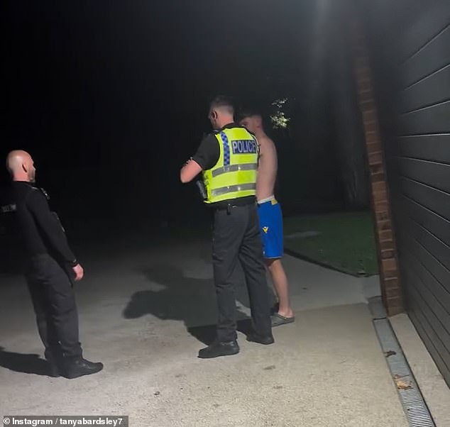 Tanya posted video footage of police outside their home in Wilmslow, Cheshire, in the early hours of this morning